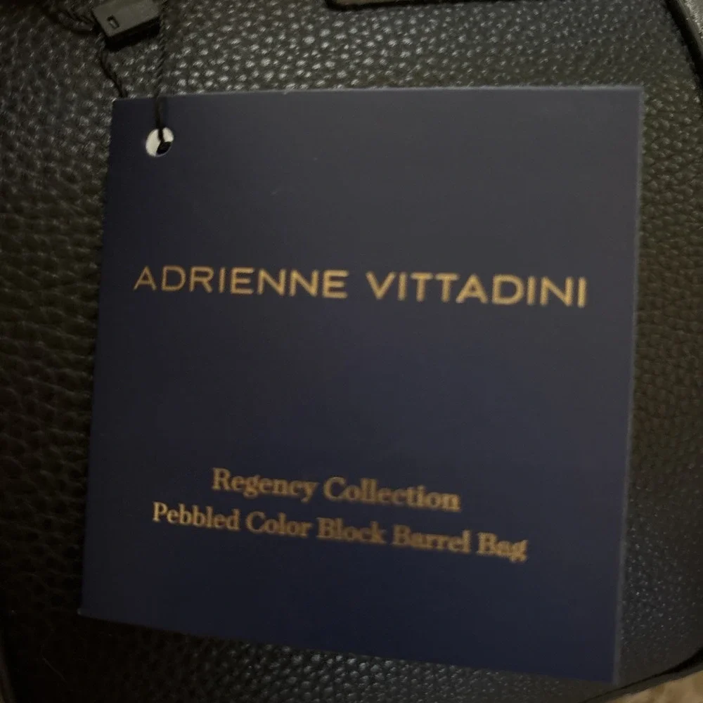 Adrienne Vittadini Regency Collection Pebbled Color Block Barrel Bag Purse Gray